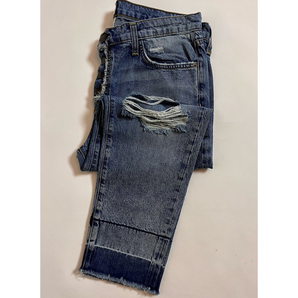 Current Elliott The Fling Slim Fit Low Rise Boyfriend Crop Jeans Sz 29